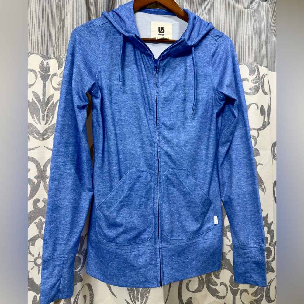 BURTON DRIRIDE SNOWBOARD Women's Blue Ski Full Zip Up Hoodie Sz S EUC